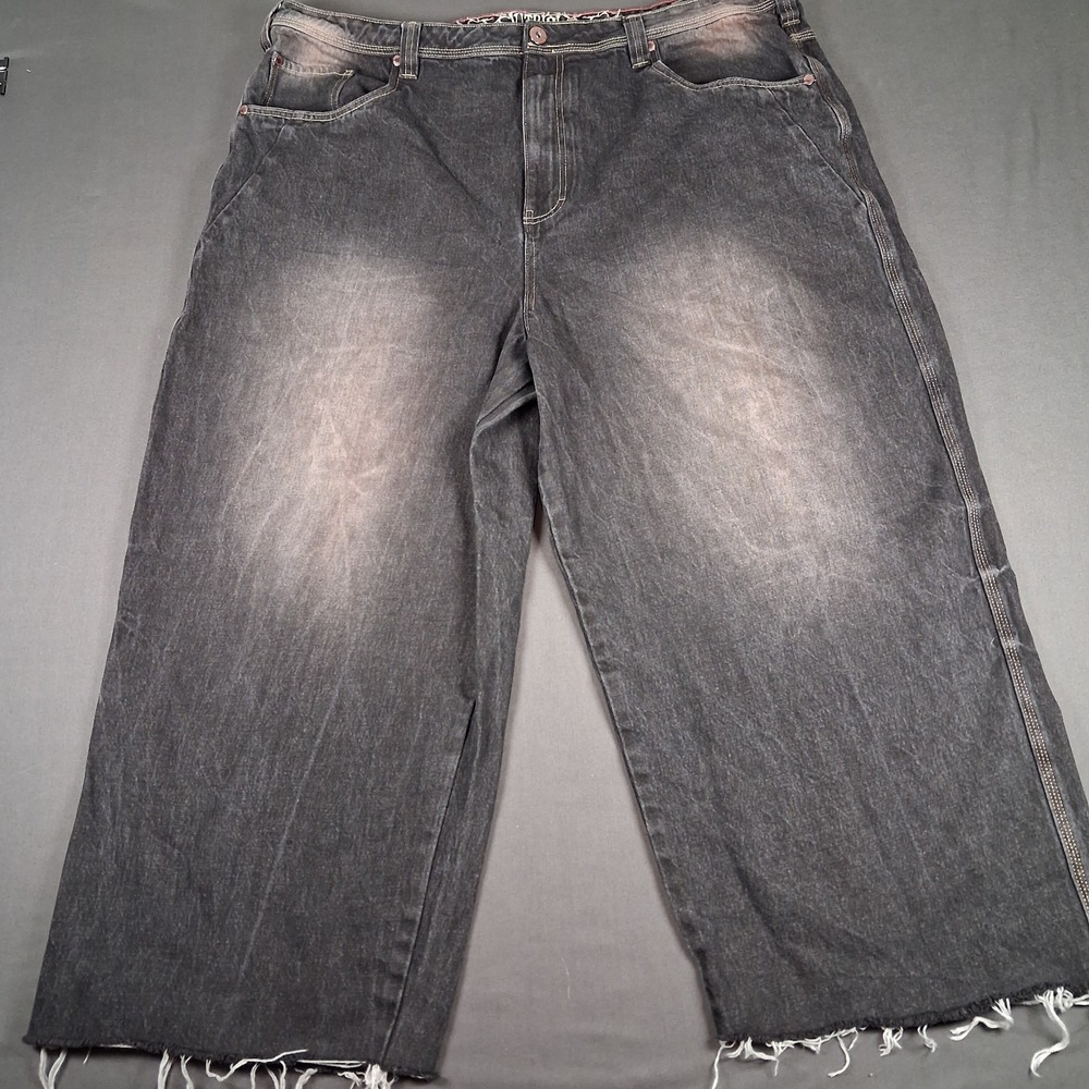 Vitriol Baggy Jeans Mens 44 Black Wide Leg Skater Y2K Grunge Rave Goth Faded